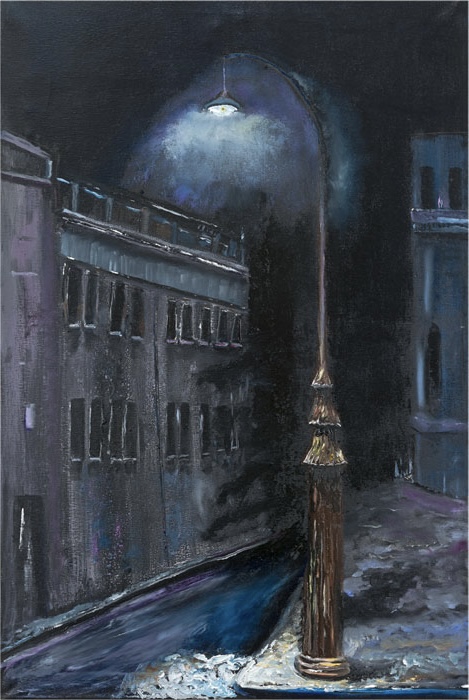 Gatlampa i natten